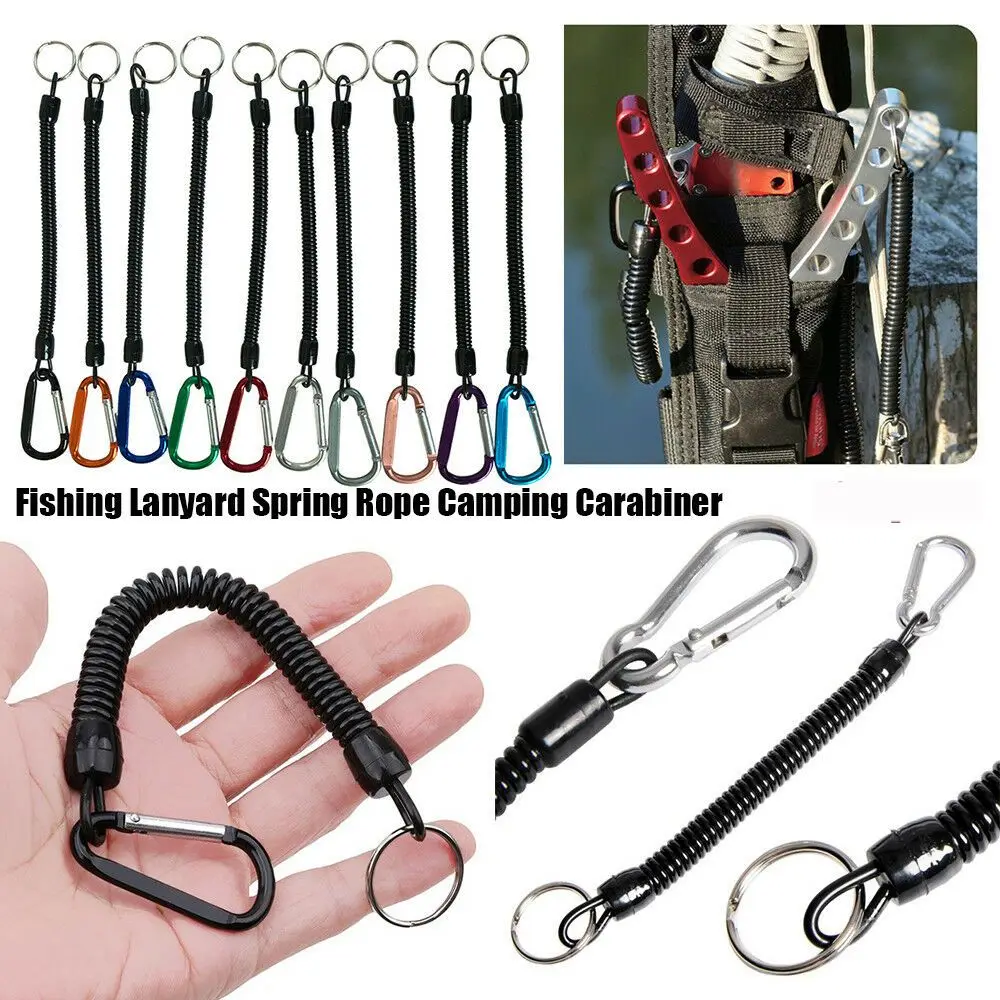 

Secure Accessories Climbing Tackle Tools Elastic Retractable Keyring Carabiner Fishing String Spring Rope Lanyards