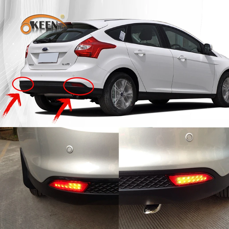 2Pcs For Ford Focus 3 2011 2012 2013 2014  Sedan Hatchback LED Rear Bumper Reflector Light Braking Warning Lamp Auto