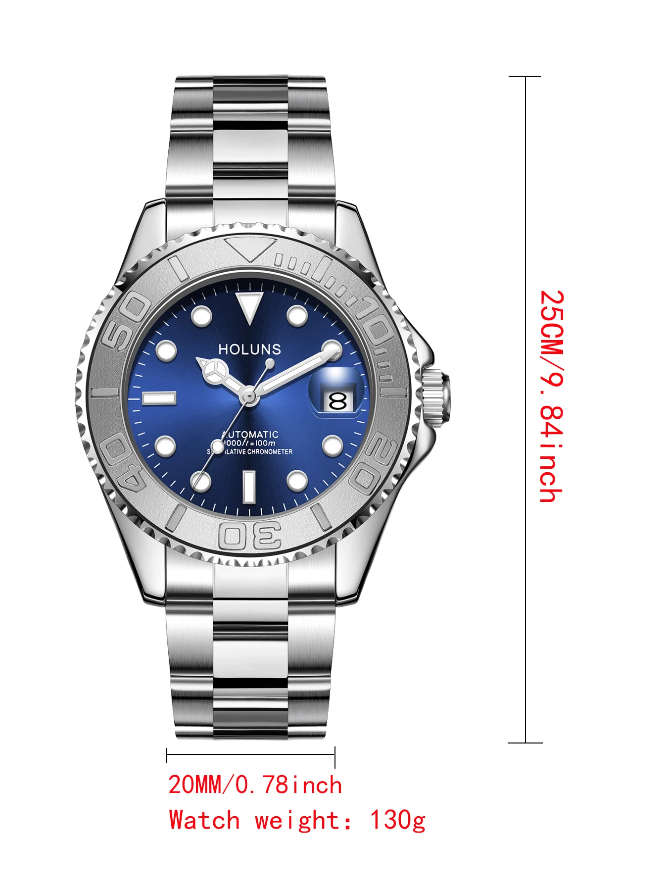 Fashion personality fully automatic mechanical watch man mechanical watch calendar mechanical watch waterproof watch blue dial