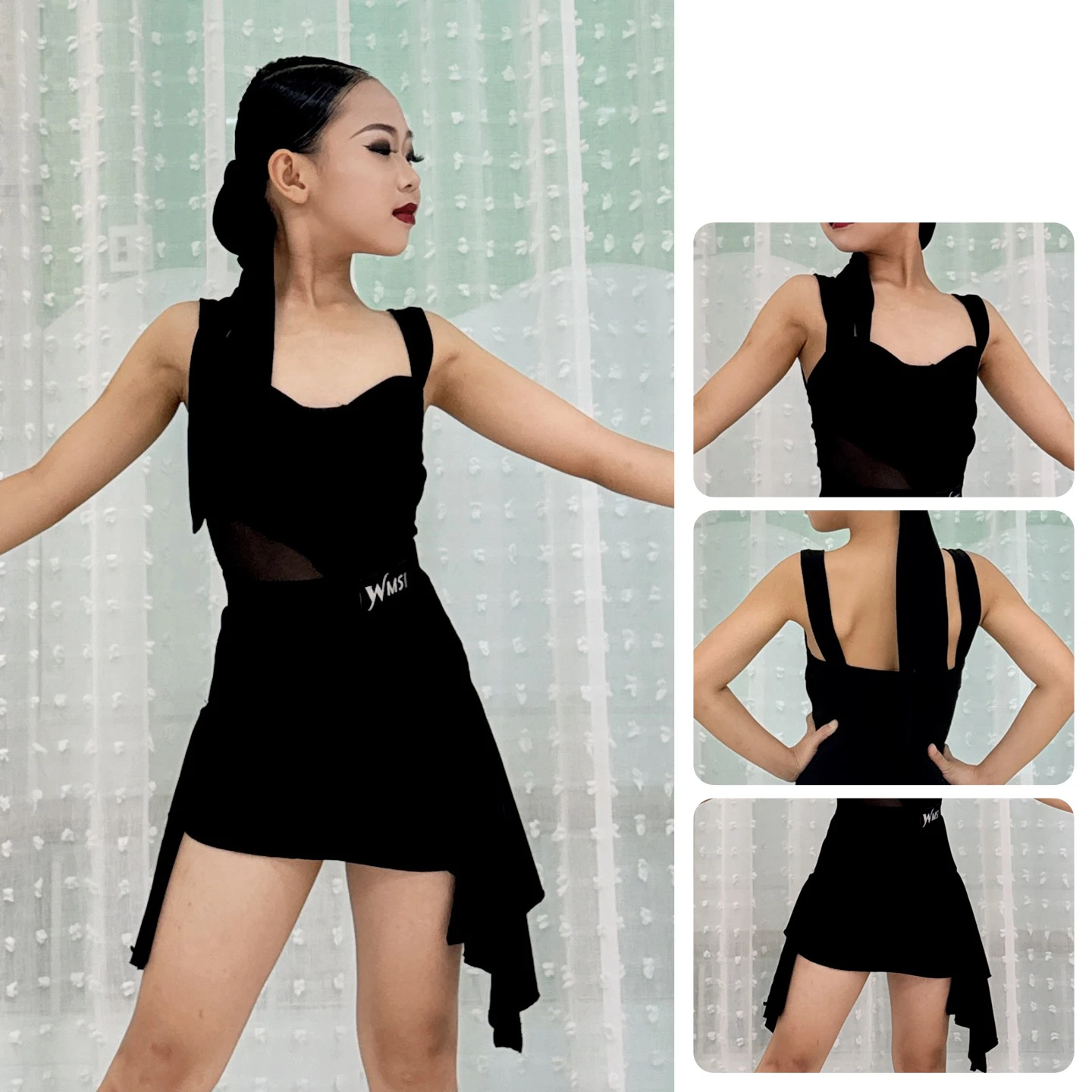 

Новинка 2024 года, одежда для латинских танцев для девочек, топы на бретельках, юбки с разрезом, наряды, чача, румба, танго, платье для латинской сцены XH3185