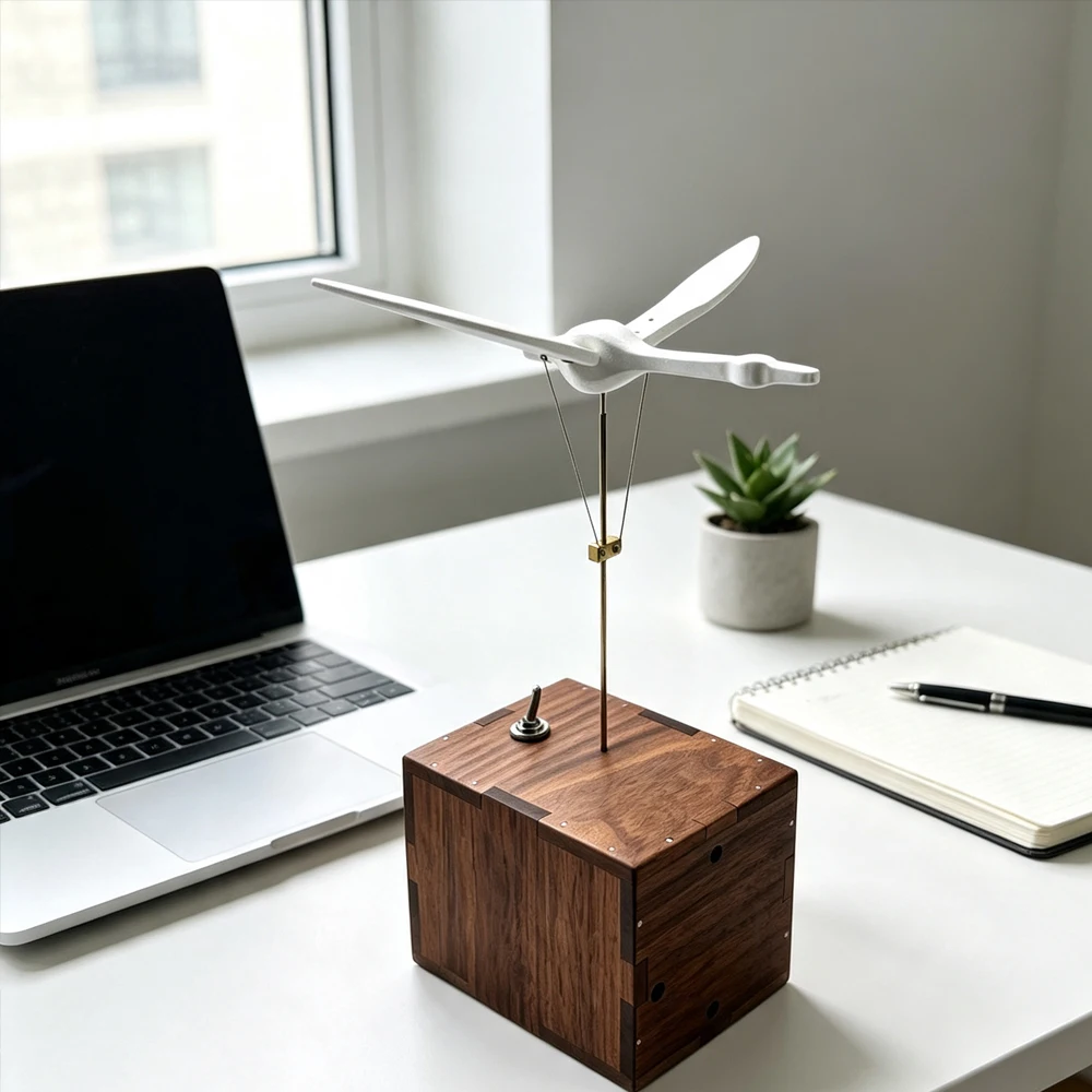 3D Wooden Kinetic Manta Dynamic Model,Natural Walnut & Beech Wood Decor for Home, Office & Desktop, Gift for Adults & Collectors