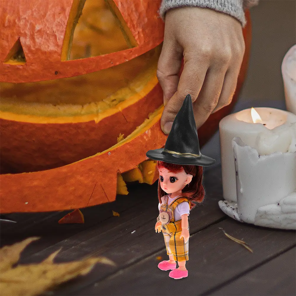 20 Pcs Halloween Craft Supplies Mini Woven Hat Hats Dollhouse Miniatures Wizard Small Witch