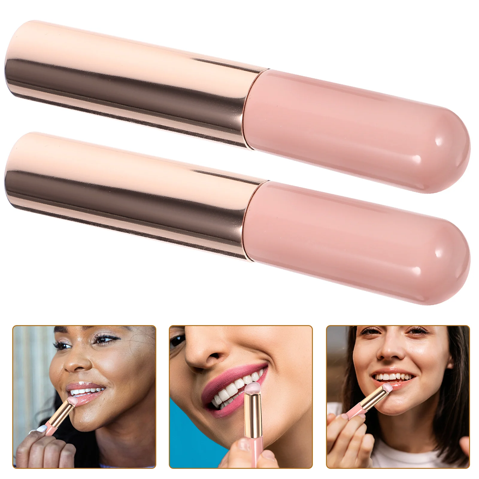 2 Pcs Lip Brush Mask Applicator Silicone Makeup Lipstick Gloss Balm Concealer Tool Wands