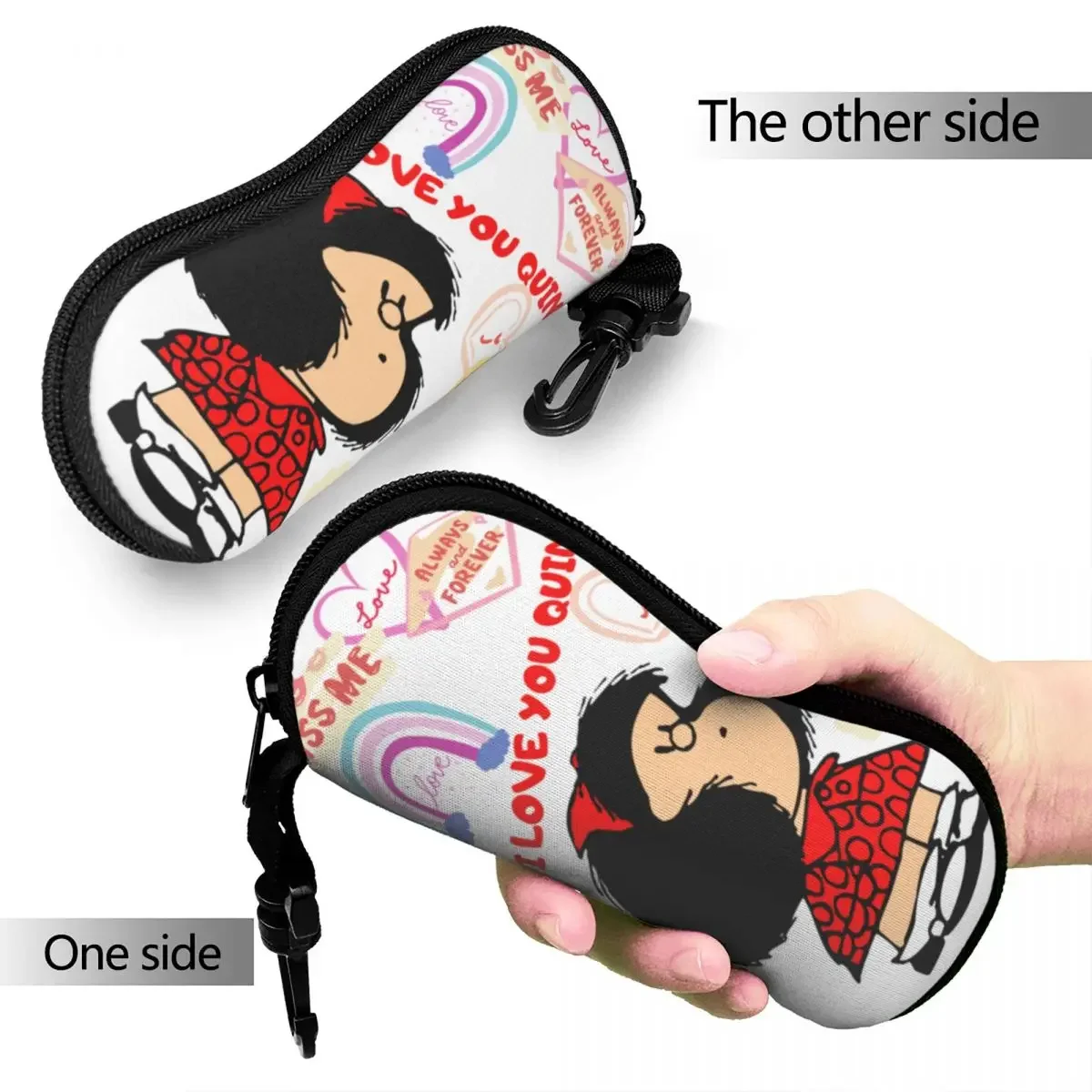 Mafalda Quino Comics Glasses Case Portable Cartoon Reading Storage Box Ins Eyeglasses Box