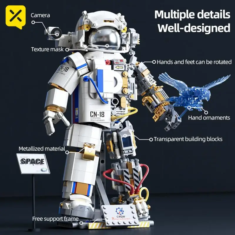 Building Blocks Mechanical Aerospace Astronaut Space Detect Assemble Bricks Toys Desk Decoration Gift for Children Toys Boy Kids