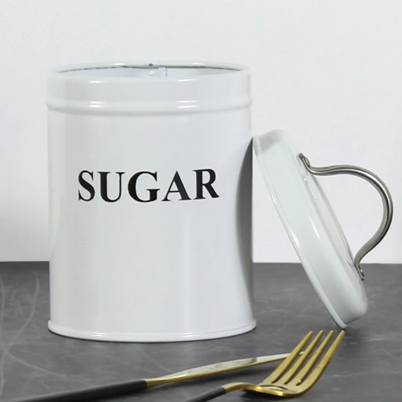 American country sugar coffee tea round cans metal retro kitchen desktop storage finishing seasoning cans