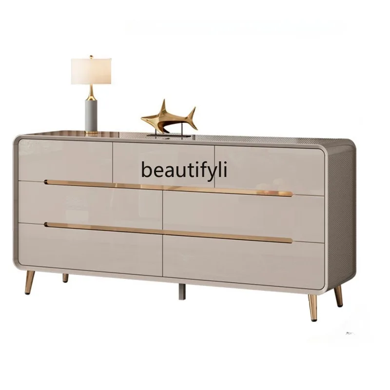 Modern Minimalist Chest of Drawers Cream Style Chest of Drawer Integrated Countertop Bedroom Storage Cabinet Chest of Drawers