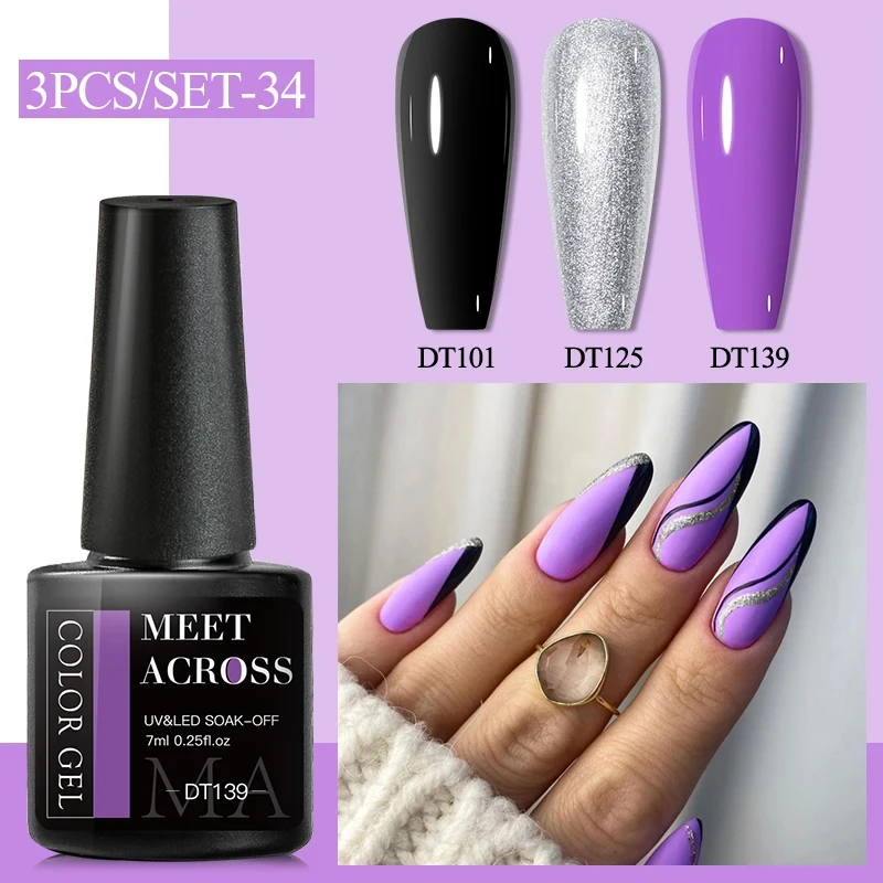 3ks/zestaw Czerwony Brązowy Fioletowy Kolor Żel Lakier Do Paznokci Dla Całego Sezonu 7ml Lakier hybrydowy Soak Off UV LED Gel Nail Art akcesoria do paznokci