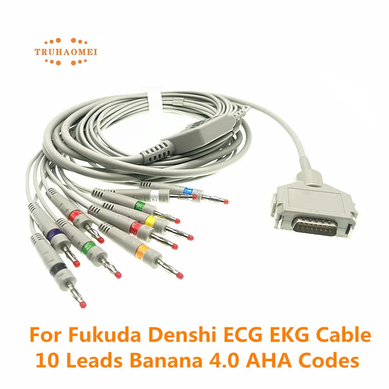 For FX-7102 Fukuda Denshi ECG EKG Cable with 4.7K Resistor CardiMax FX-7101 FX-7202 FX-7402 FX-2111 FCP-2155 10 Leads Banana 4.0