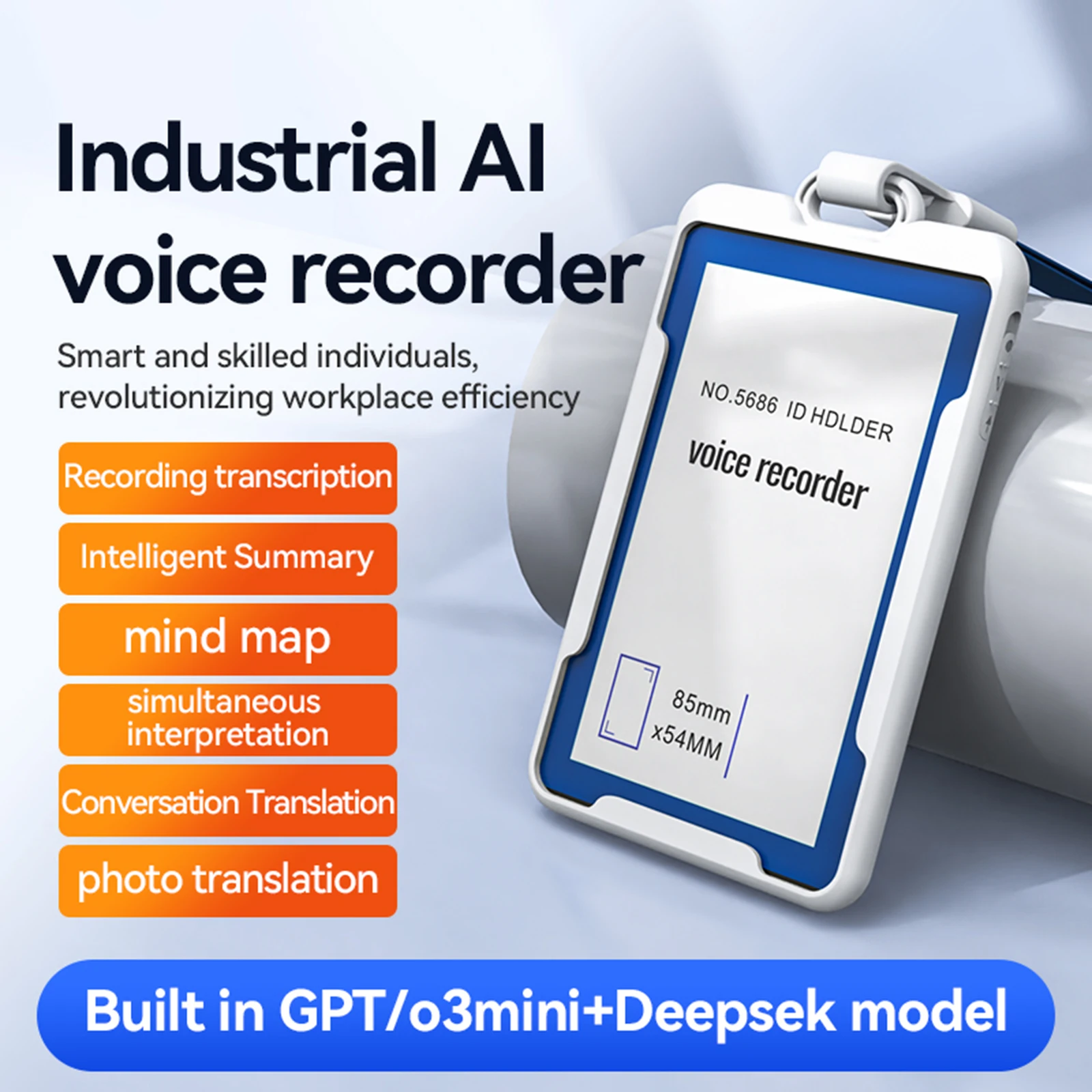 

AI Voice Recorder 256 Language Portable AI Note Taking Device App Control Support Summarization & Mind Map for Business Travel