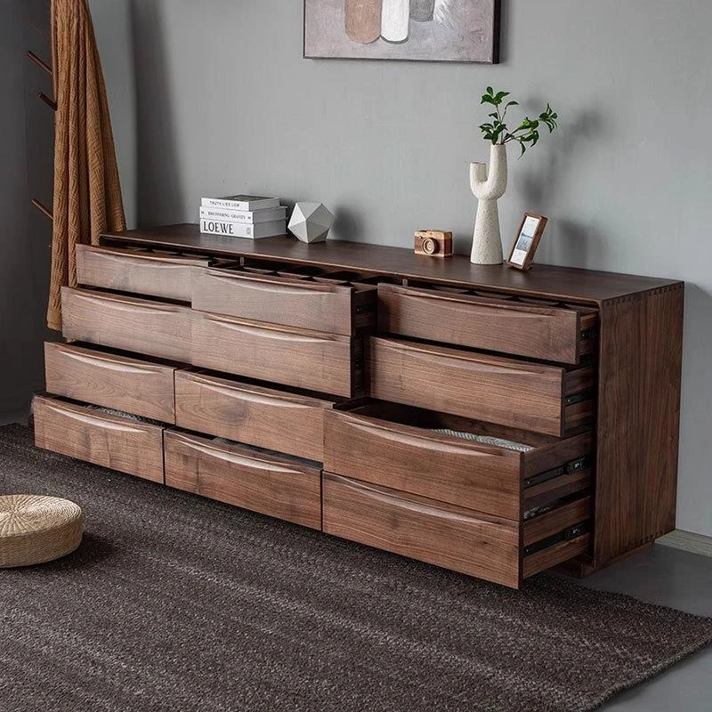 

North American black walnut chest cabinet pure solid wood chest of drawers living room bedroom side cabinet locker porch