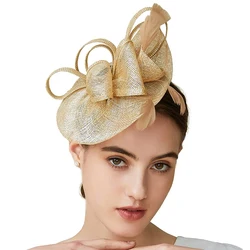 Women's Pillbox Fascinator Hat Kentucky Hat Feather Derby Sinamay Fascinator Headband Tea Party Fascinator Hat for Cocktail