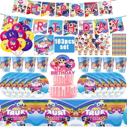 True Rainbow Kingdoms Birthday Decoration Girl Disposable Tableware Table Cup Plate Napkins kids Baby Shower Party Supplies Set