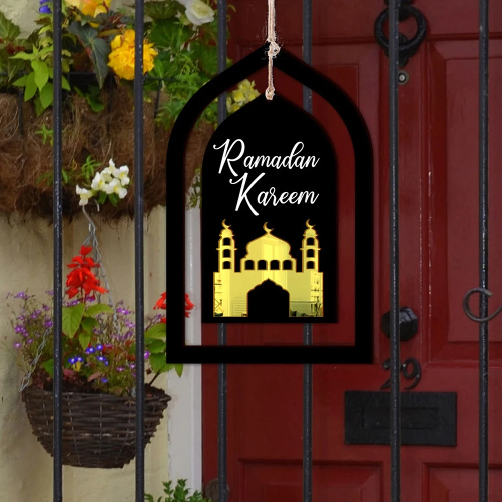 

Hanging Door Sign Holiday Decorations Ramadan Acrylic Eid Mubarak Tag Party Layout Wall Window Ornament Sturdy