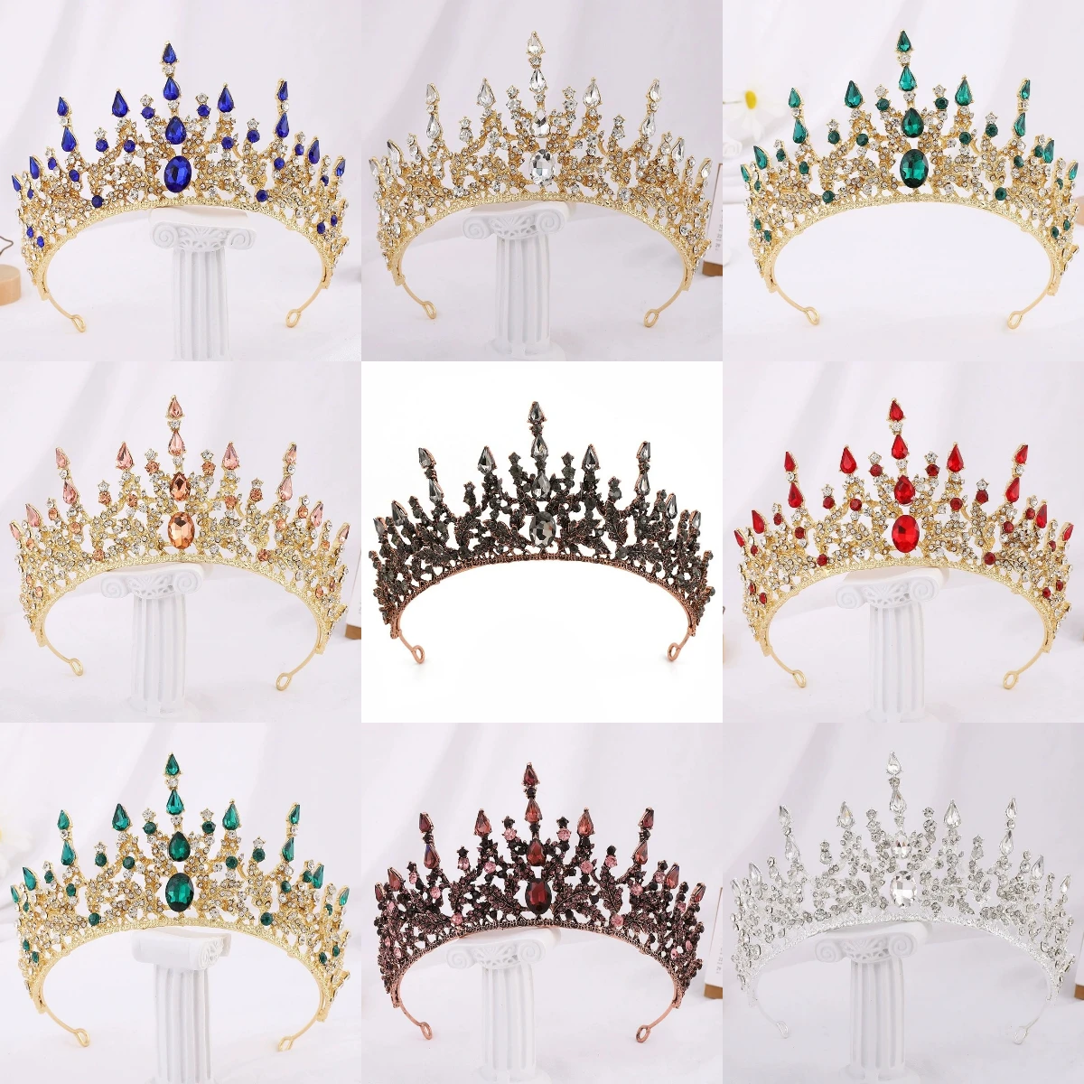 

Хрустальная корона принцессы в стиле барокко, роскошный свадебный головной убор со стразами, тиара для банкета, аксессуары для волос премиум-класса для женщин
