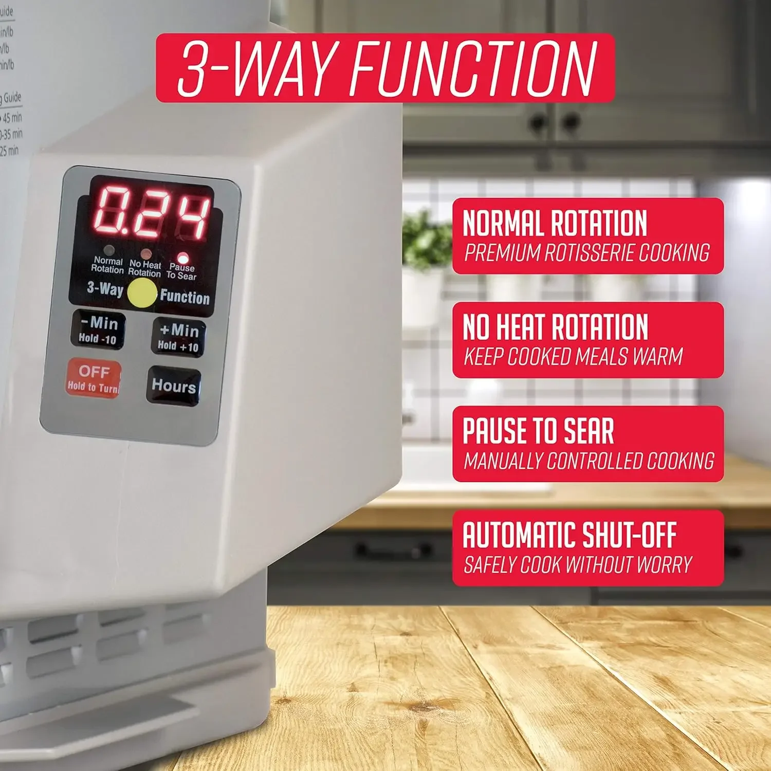 Showtime Large Capacity Rotisserie & BBQ Oven Platinum Edition, Digital Controls, Perfect Preset Rotation Speed, Self-Basting, A