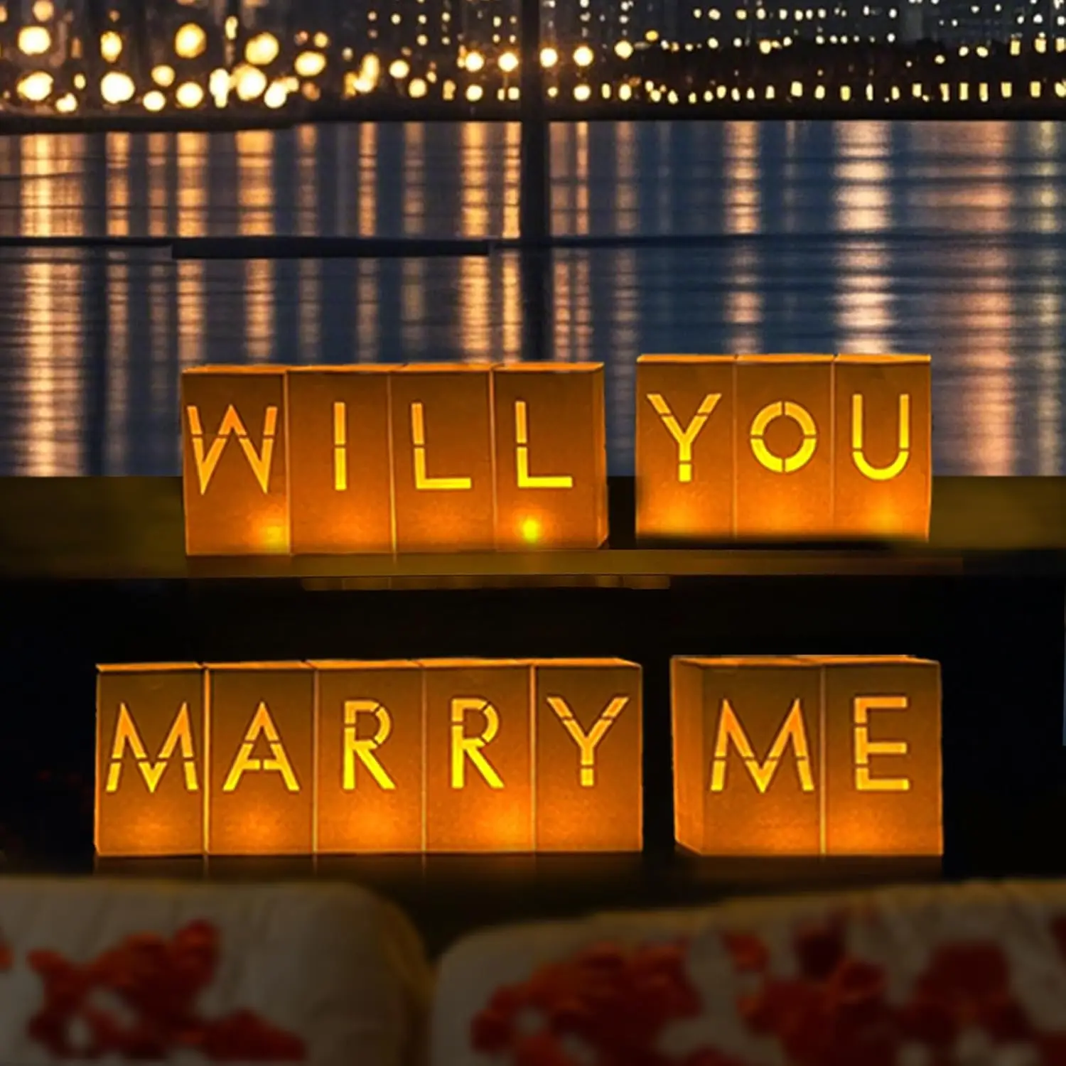 Знак Will You Marry Me - Предложения Украшения Marry Me Светящиеся буквы со светодиодной подсветкой, Предложения бумажных пакетов с подсветкой