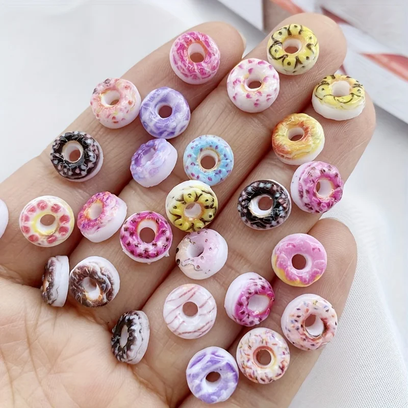 

50pcs 3D Resin Donut Nail Art Charms Cream Art Nail Flat Back Rhinestone Appliques Mobile Phone Case Hairpin Decor Diy Accessory