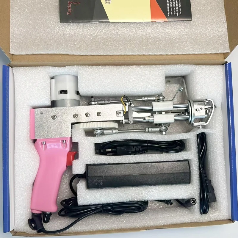 

Hot selling pink Tufting Gun 2 in 1 Cut Loop Pile DIY Tools Electric Carpet Weaving Tufting Gun Weaving Flocking Rug Machine