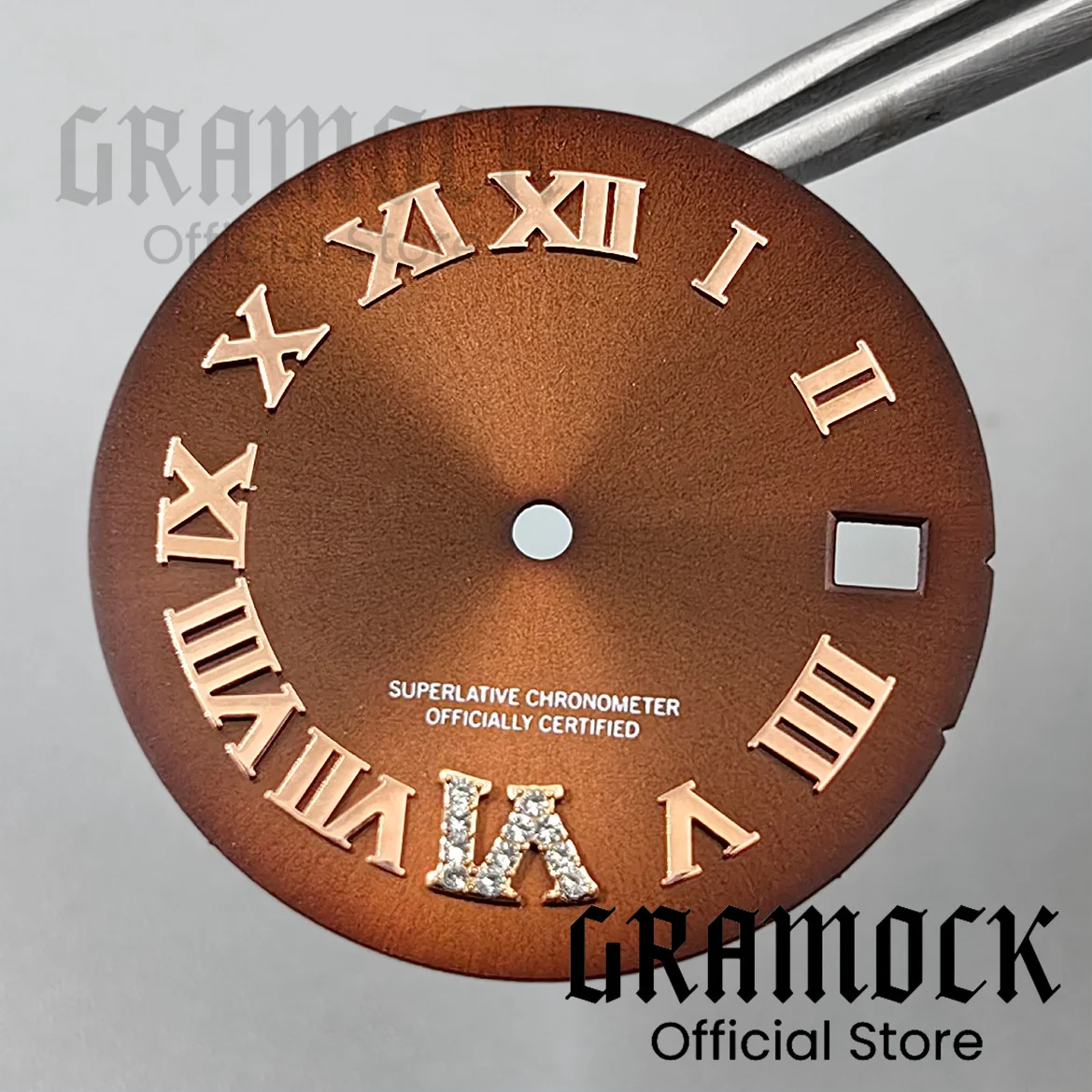 Gramock High Quality Dark Green Brown 25mm Rome Diamond Sunray Dial Fit NH15 Automatic Movement Watch Modification Accessories