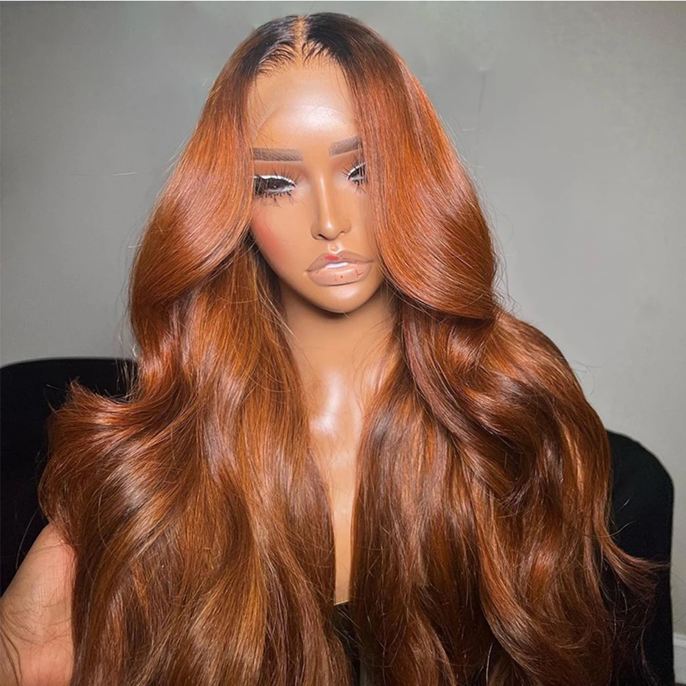 

Body Wave Ombre Orange Ginger Brown Colored Pre-Plucked Hd Transparent 13x4 13x6 Lace Frontal Wig For Black Women Closure Wig