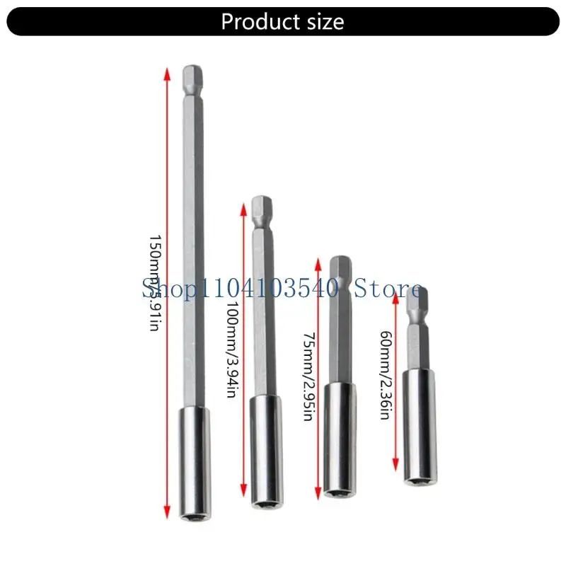 02DC 4PCS/ตั้งค่าตัวยึดบิตแม่เหล็กชุดยาวยาว 60 มม. 75 มม. 100 มม. 150 มม. สำหรับอุปกรณ์เสริมไขไขควงไฟฟ้า