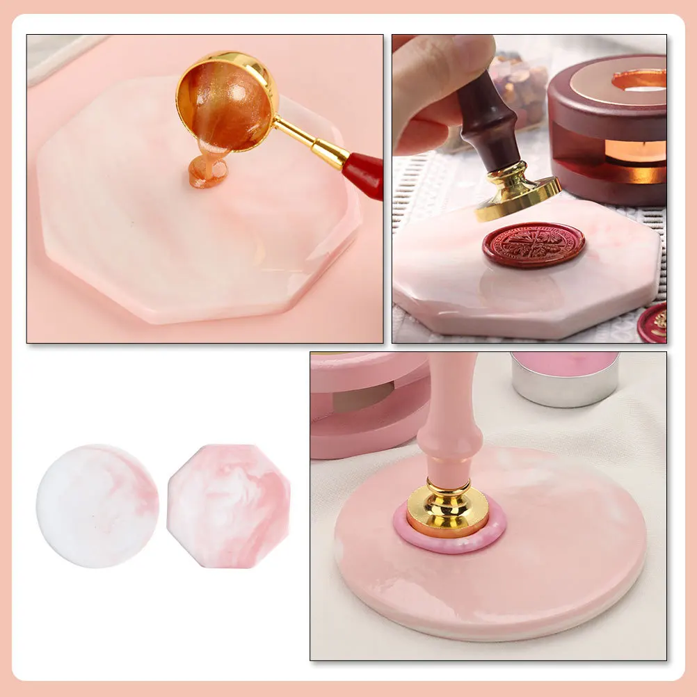 

2Pcs Marble Pattern Seal Wax Plates Heat Resistant Backing Board for Seal Multi Functional Drink Coaster