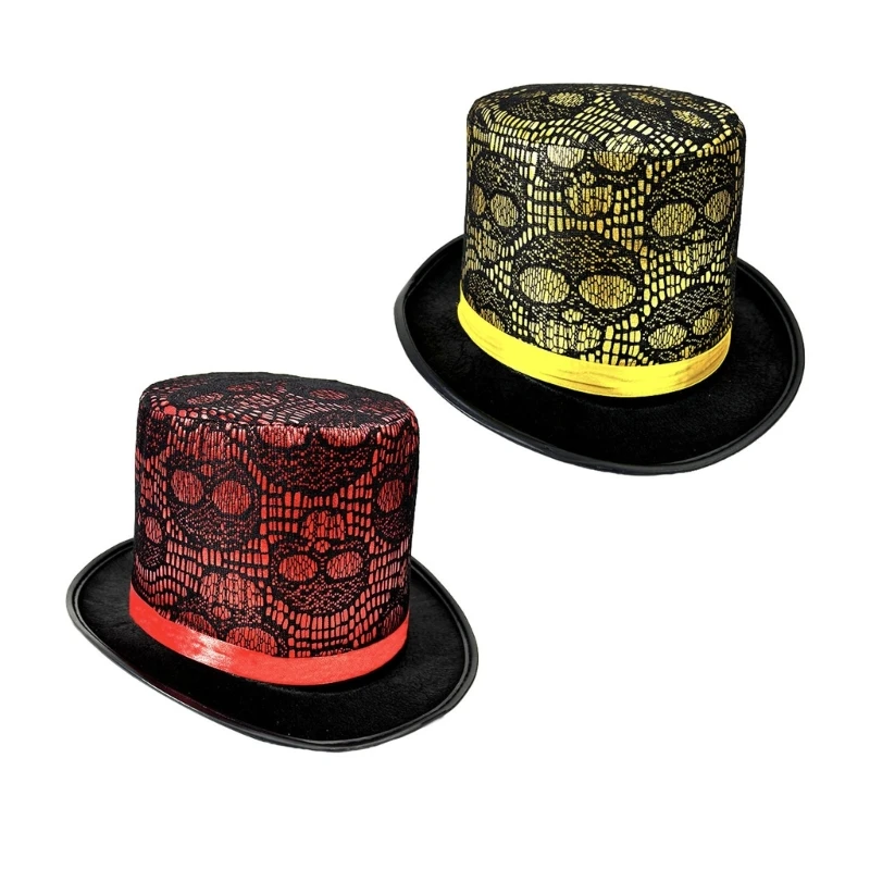 

Top Hat with Skull Lace Short Brimmed Fedoras Hat Gift for Boyfriend