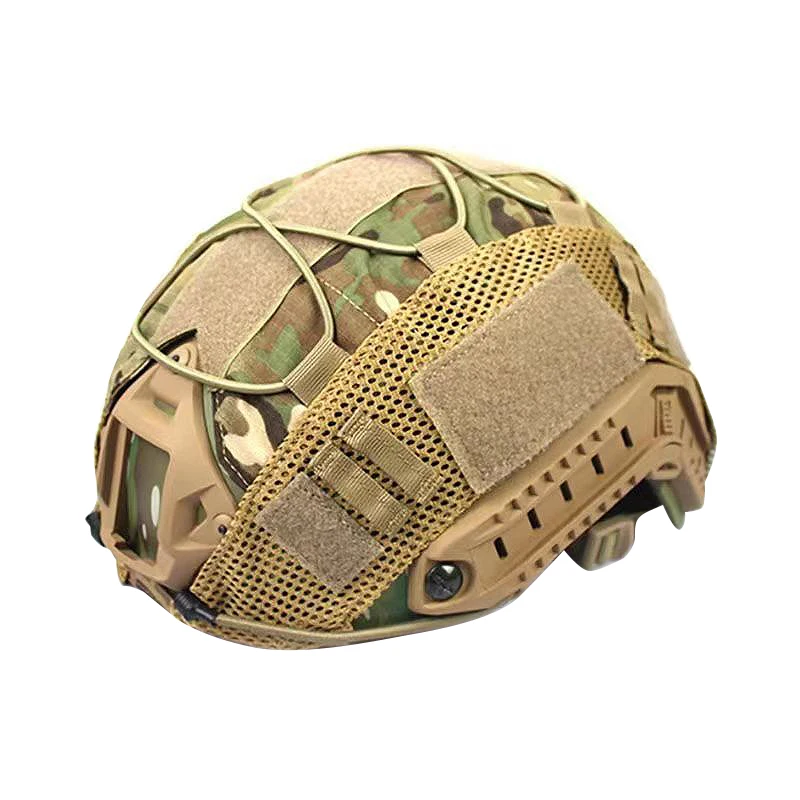Taktische Helmabdeckung Camo FAST Airsoft High-Cut Helmstoff Jagd- und Schießhelm-Zubehör mit Elastikkordel