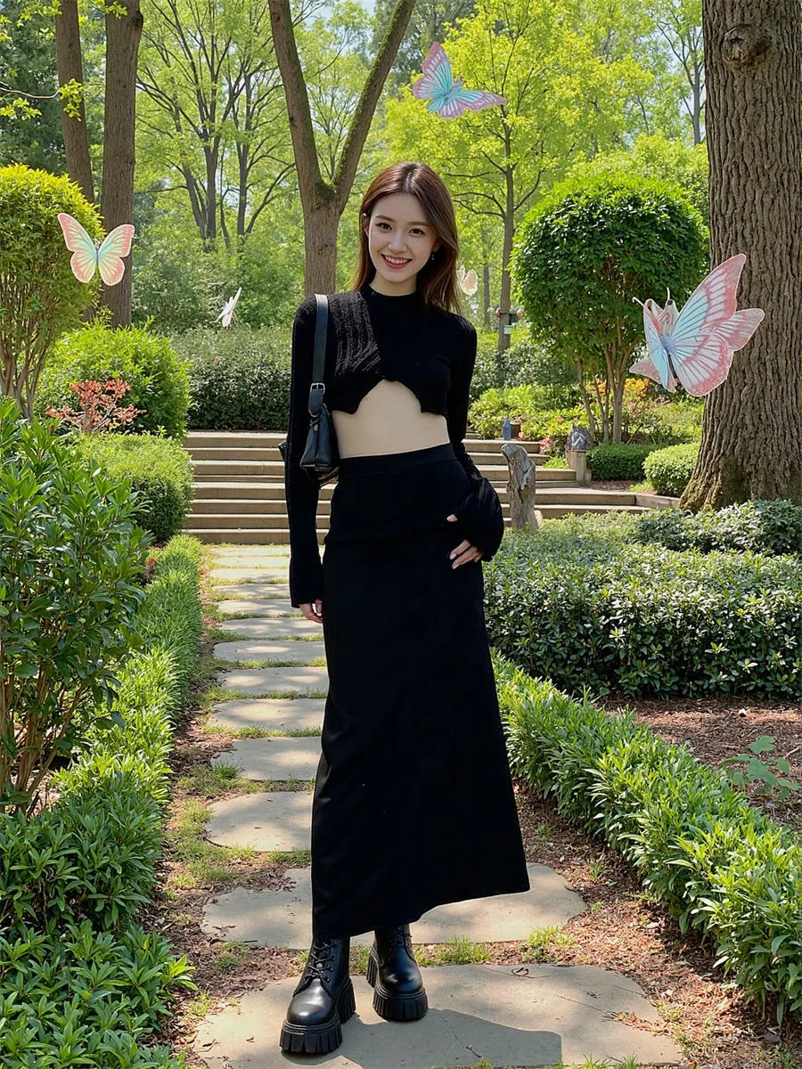 Damesrokken Kantoor Dame Het hele seizoen Rondetail Rok Damesmode Straat Informeel Dagelijks Eenvoudig Basic Student