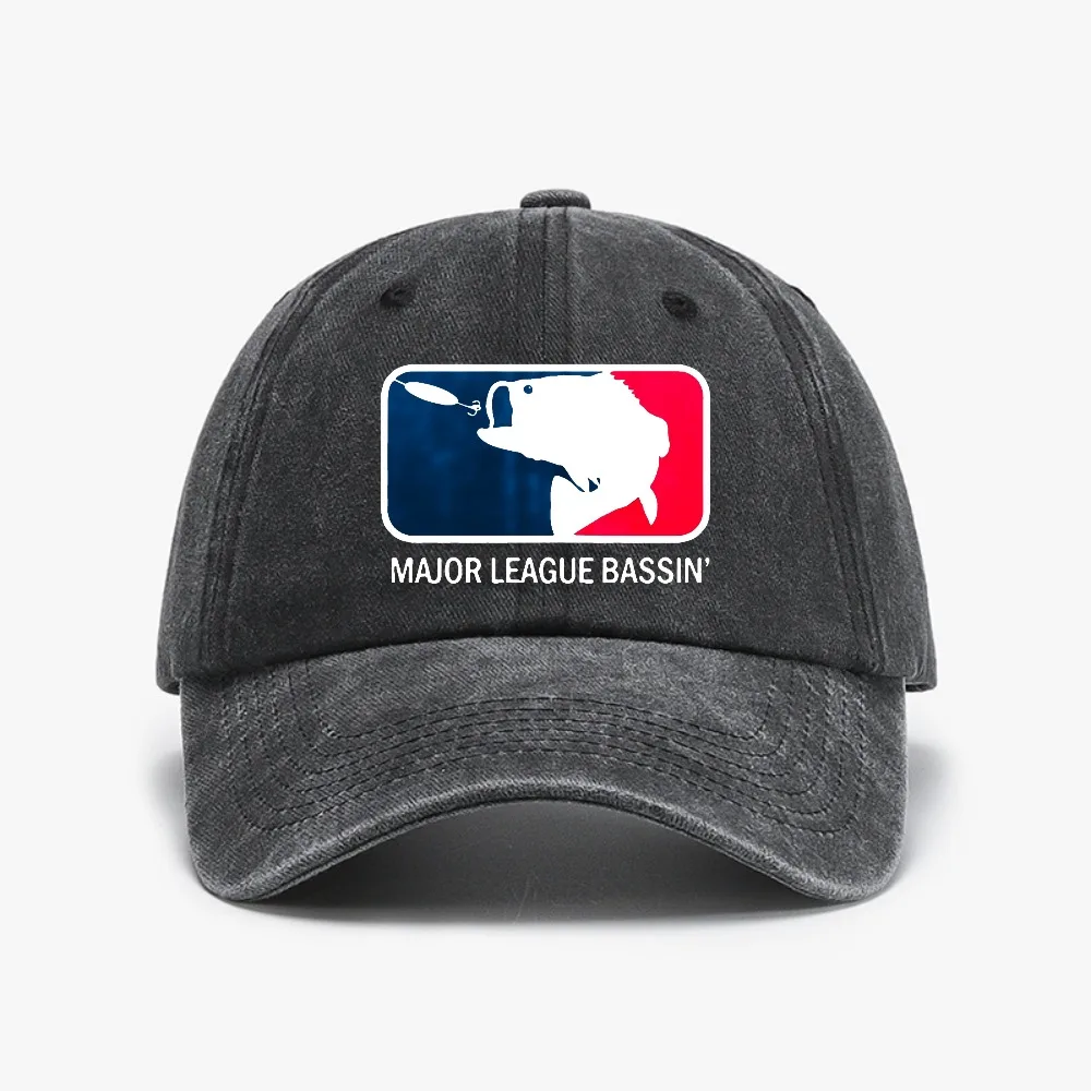 

Bass Fishing Fish Bait Carp Angling Vintage Curved Brim Soft Top Hat Outdoor Adjustable ashed Cowboy Baseball Cap