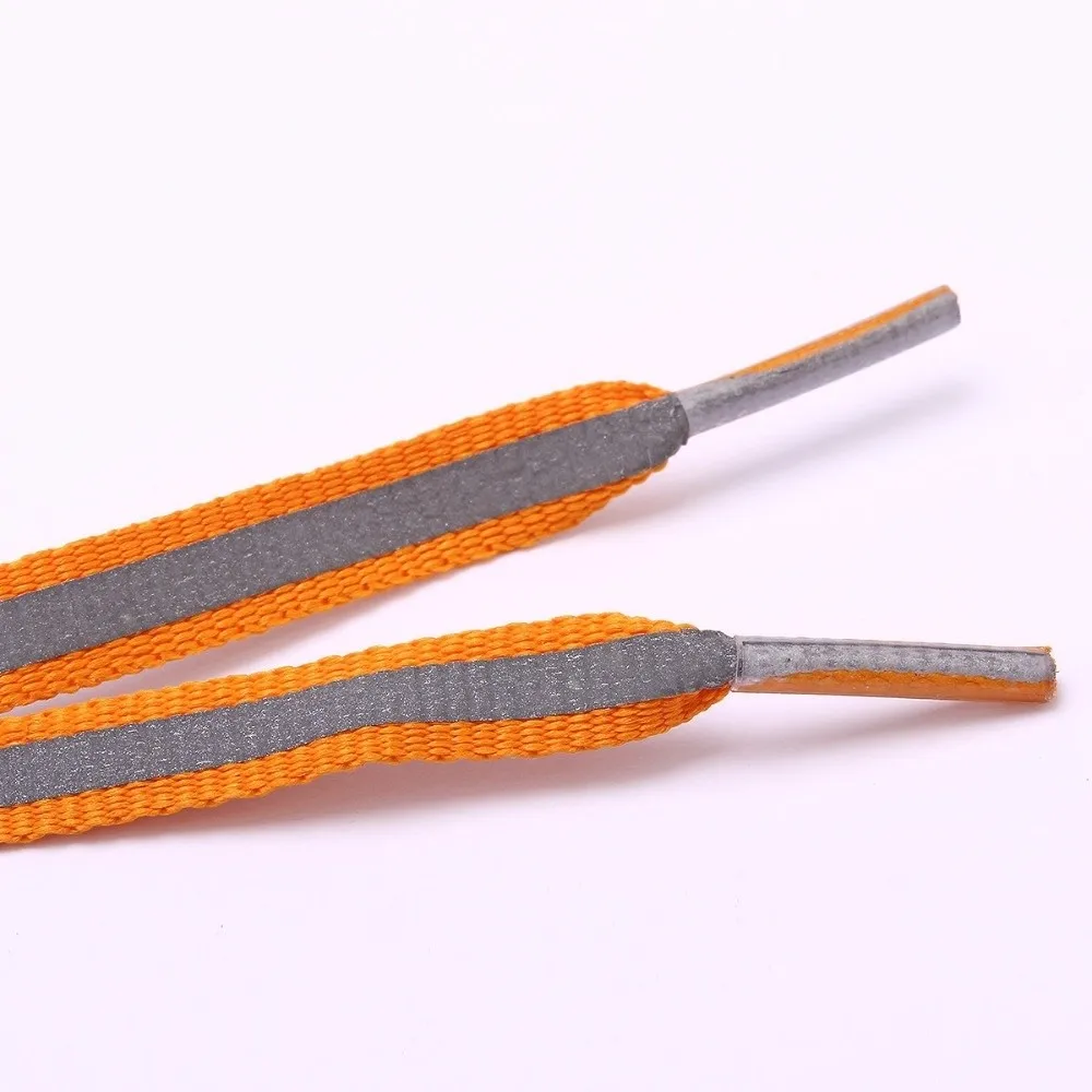 Fashion Reflective Shoe laces 8mm Wide Luminous Glowing Shoelace 120cm Length Colorful Flat Shoe Laces Shoes Accessories