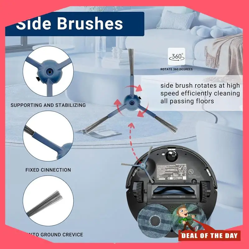 24-часовой комплект сменных аксессуаров для Eufy Omni C20: основная боковая щетка, фильтр HEPA, тряпка для швабры, мешок для пыли