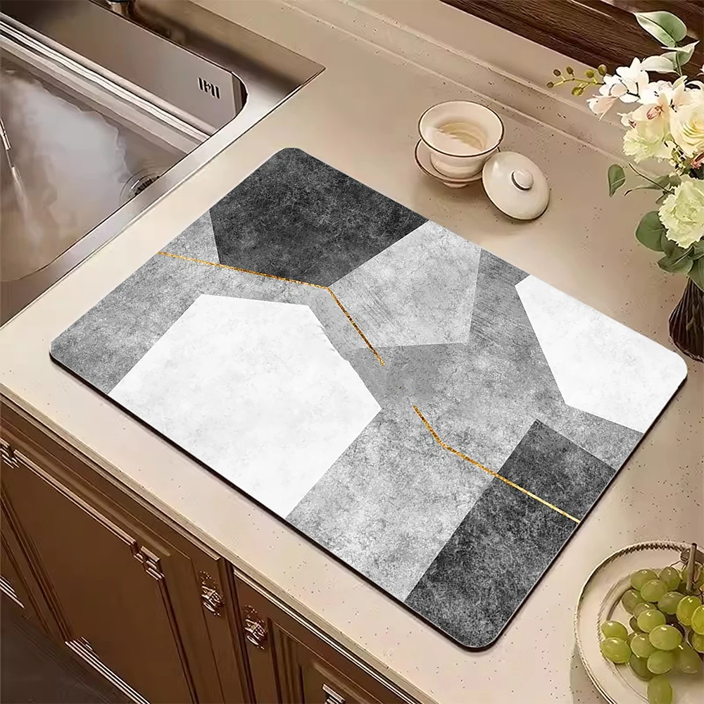 Super Absorbent Tableware Drain Pad Diatom Mud Kitchen Drainage Mat Coffee Machine Dinnerware Placemat Countertop Protector