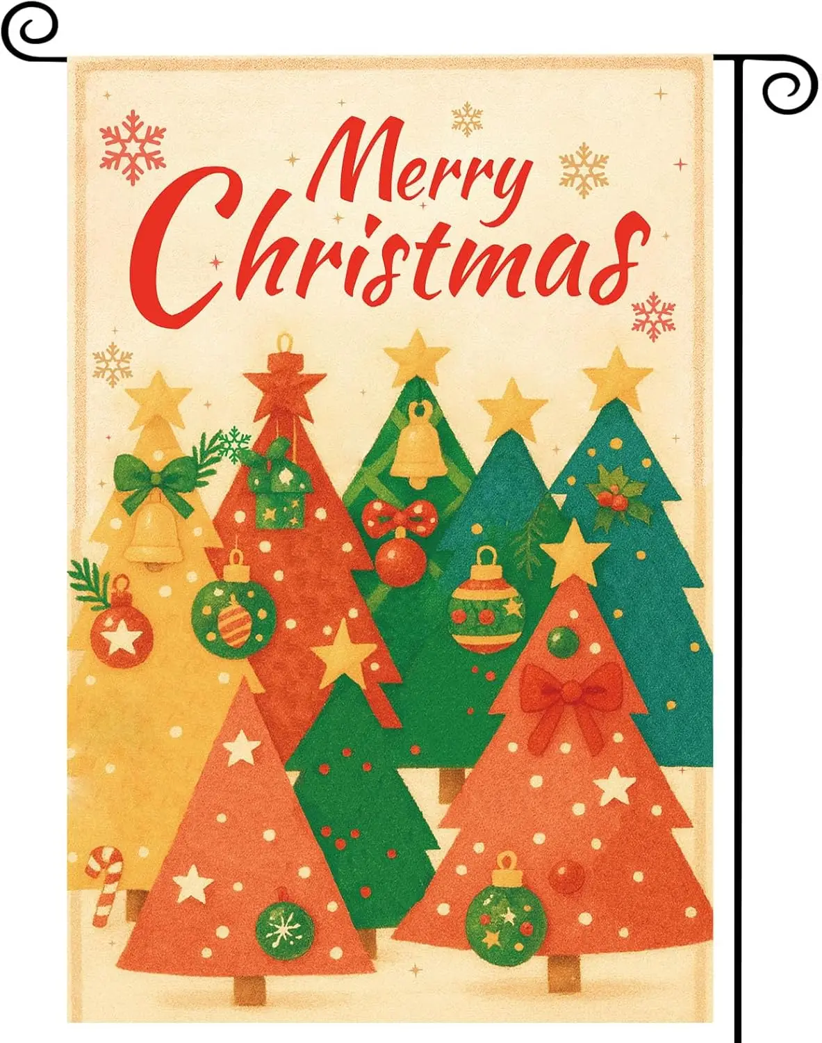 Merry Christmas Garden Flag, 45x30cm/18x12in Double-Sided Large Christmas Flag Decor Holiday Yard Decoration with Winter Sno GGO