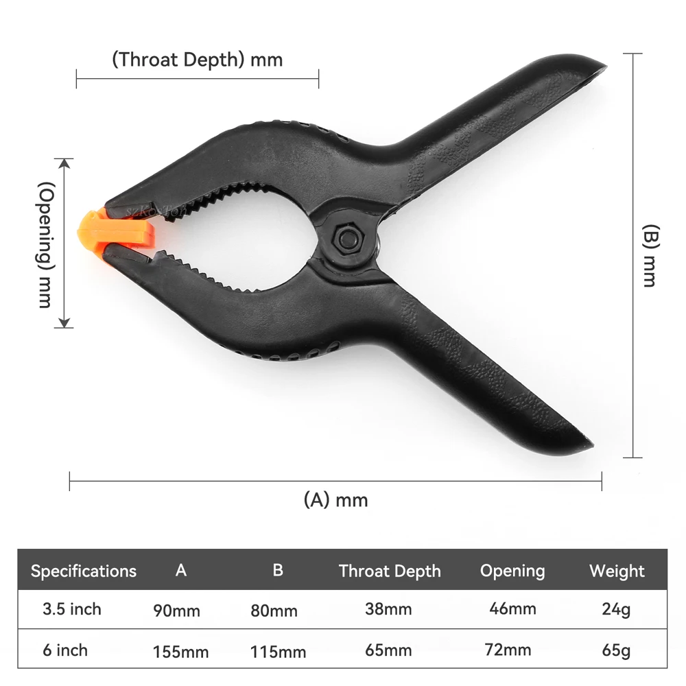 3.5/6 นิ้ว Professional พลาสติกฤดูใบไม้ผลิ Clamps Heavy Duty พลาสติก Clamps สําหรับงานฝีมือและการถ่ายภาพไม้ฉากหลัง