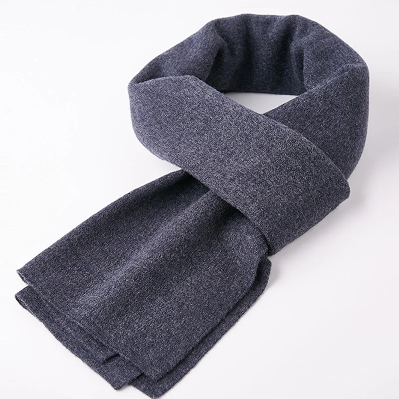 Red Black 100% Wool Fleece Knitted Solid Color Scarf Shawl Luxury Brand Designer Style Winter Warm Men Soft Cashmere Scarves