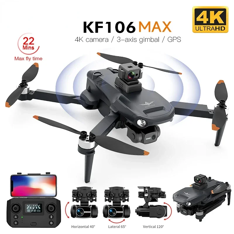 KF106 MAX 4K Professional Drone HD Camera GPS 5G WIFI 3-axis Anti-shake Gimbal Brushless Motor Obstacle Avoidance Dron VS KF102