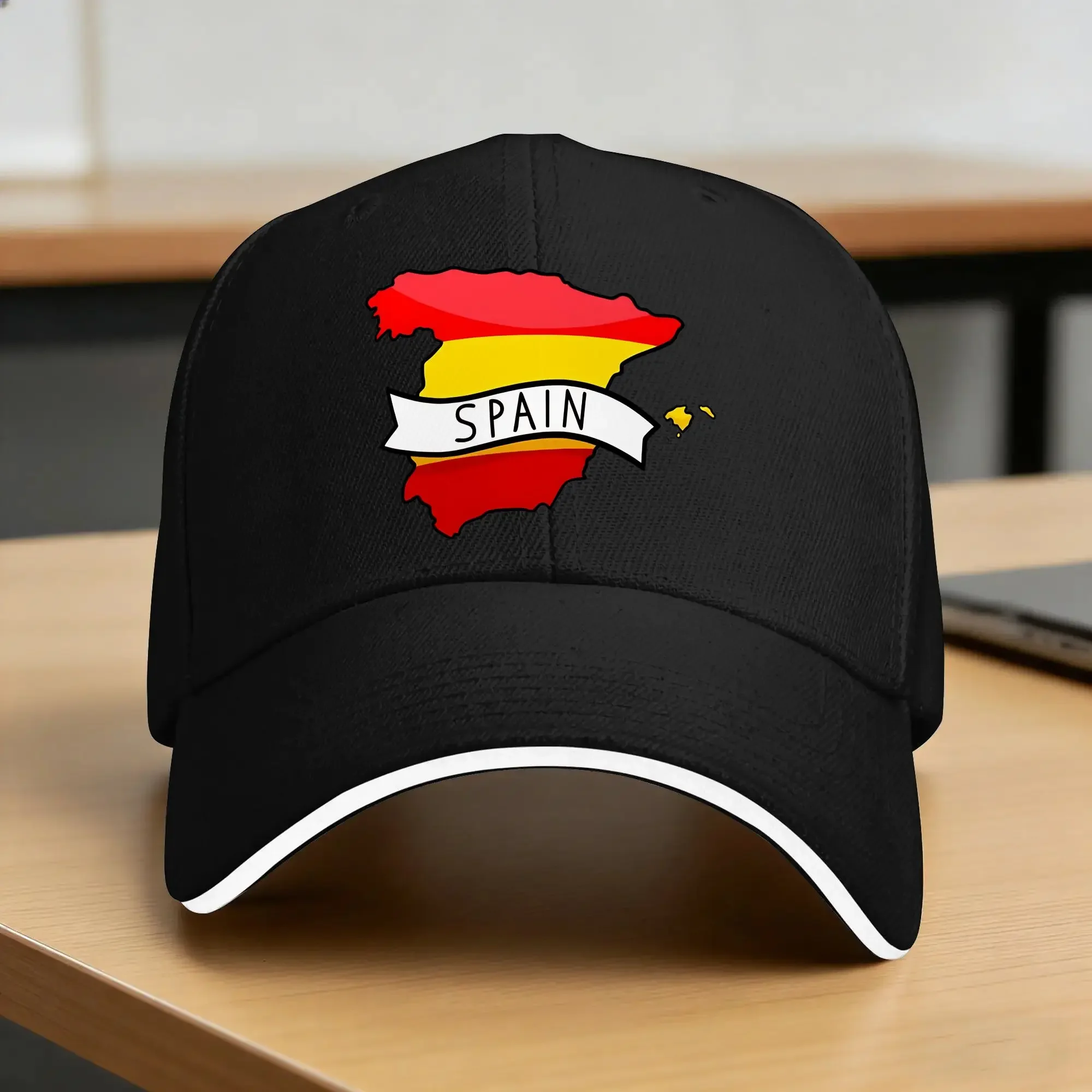 New Spain Flag Map Casual Baseball Cap  Outdoor Sport Trucker Hat Summer Sunscreen Men Adult Vintage Baseball Caps