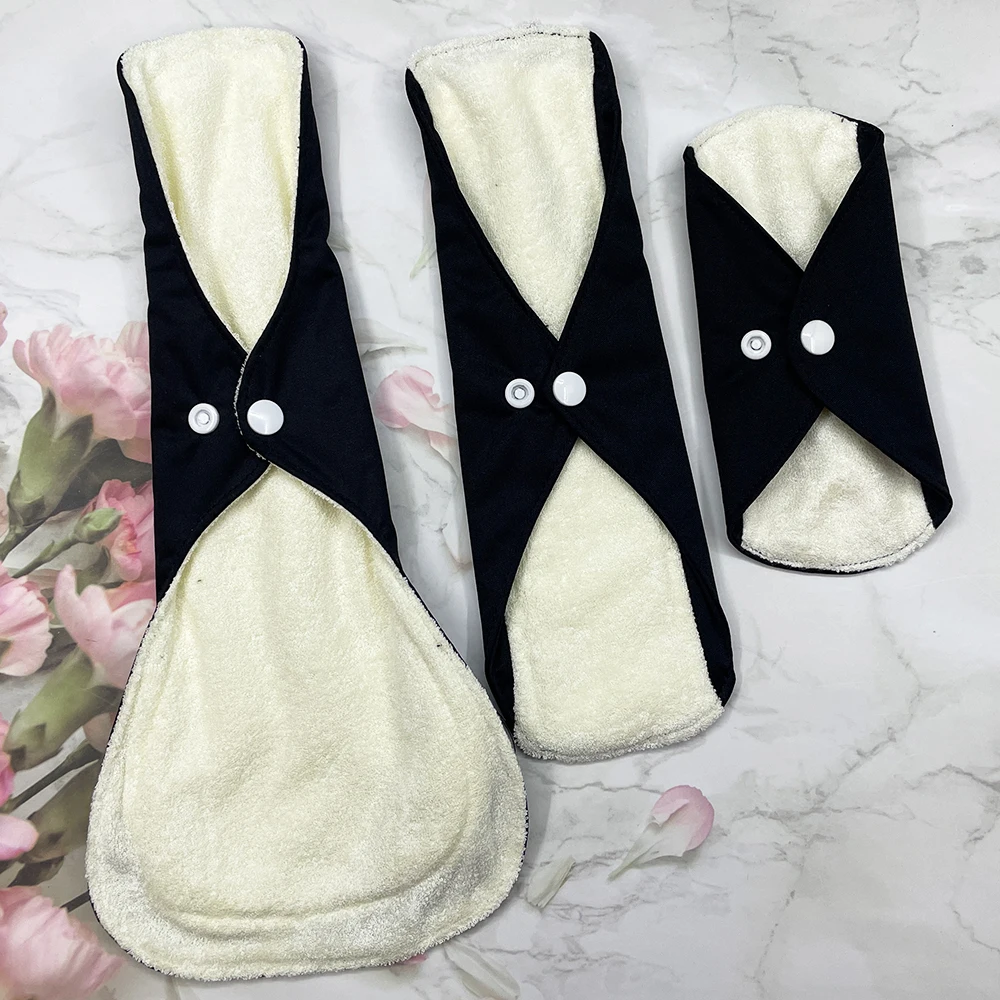 

3 упаковки женских моющихся гигиенических салфеток, экологически чистые бамбуковые гигиенические полотенца, многоразовые менструальные прокладки для женских периодов