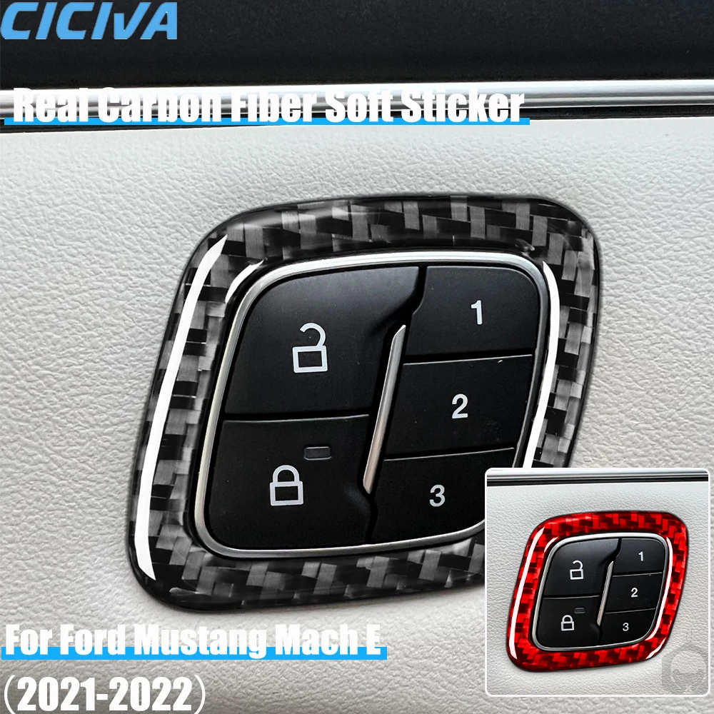

Real Carbon Fiber Car Accessories Door Lock Control Trim Decorative Trim Cover Soft Sticker For Ford Mustang Mach E 2021 2022