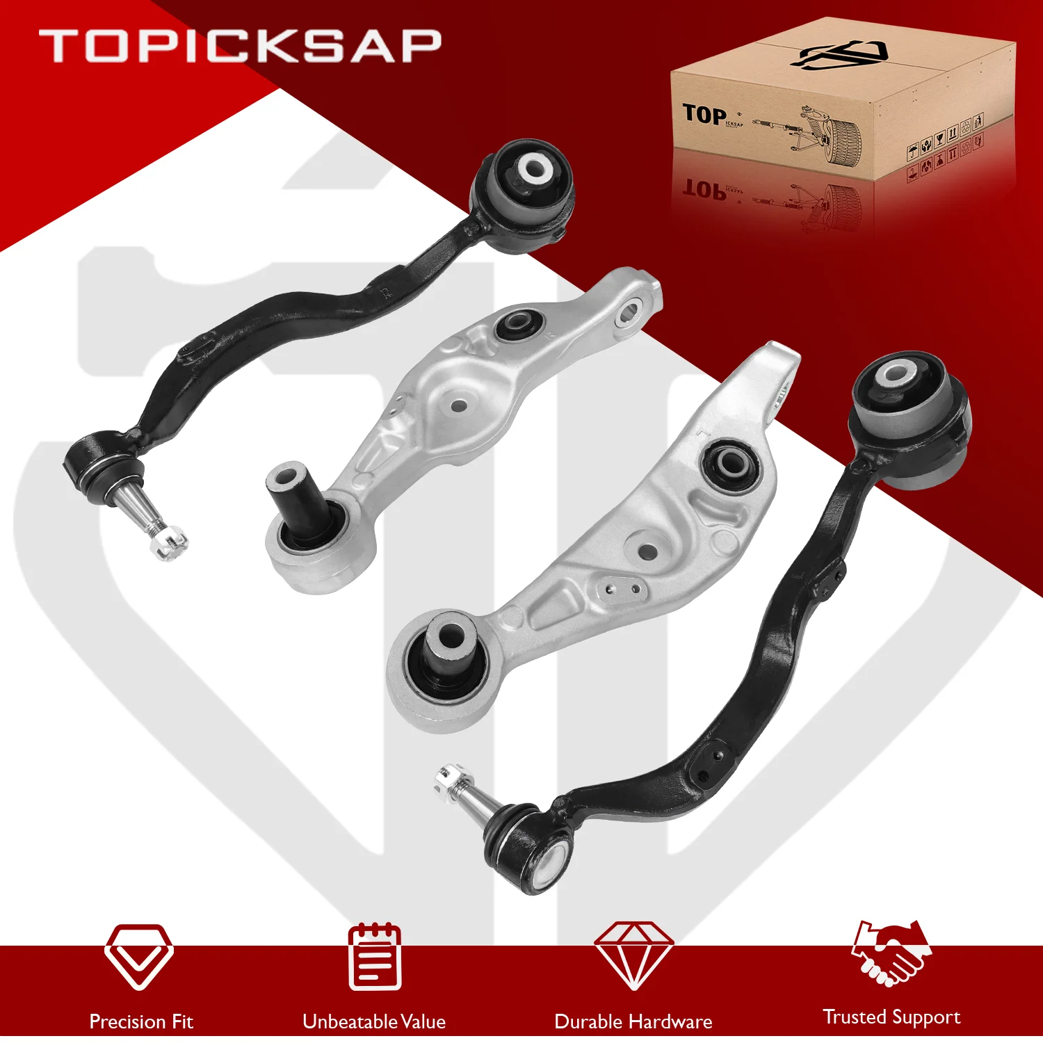 TOPICKSAP 4Pcs Front/Rear Lower Control Arm L/R Kit for Lexus LS460 RWD 2007-2017 Suspension 4862050070 4864050070