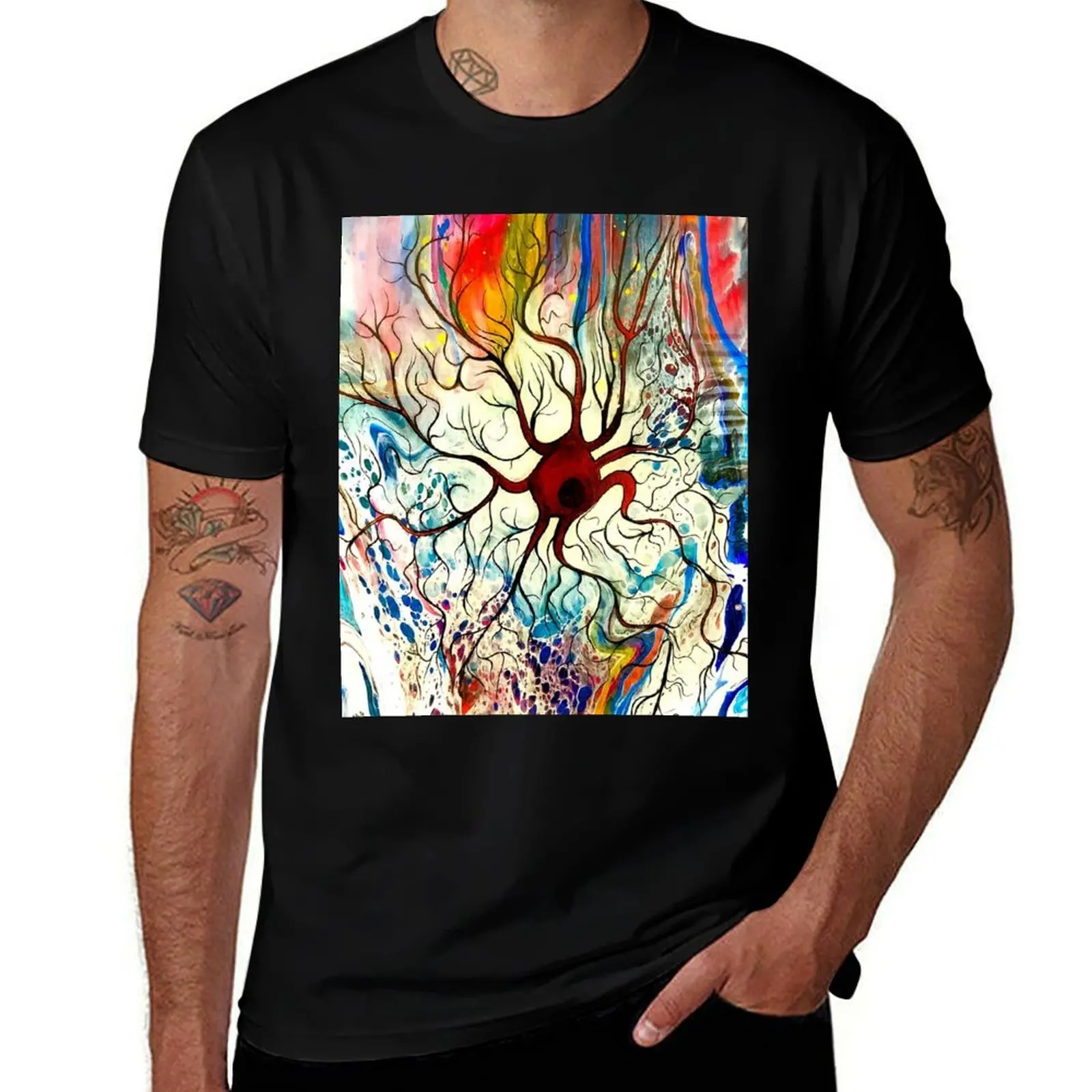 Rosehip Neuron T-Shirt croswit shirt man T-shirts man korean fashion black t-shirts for men