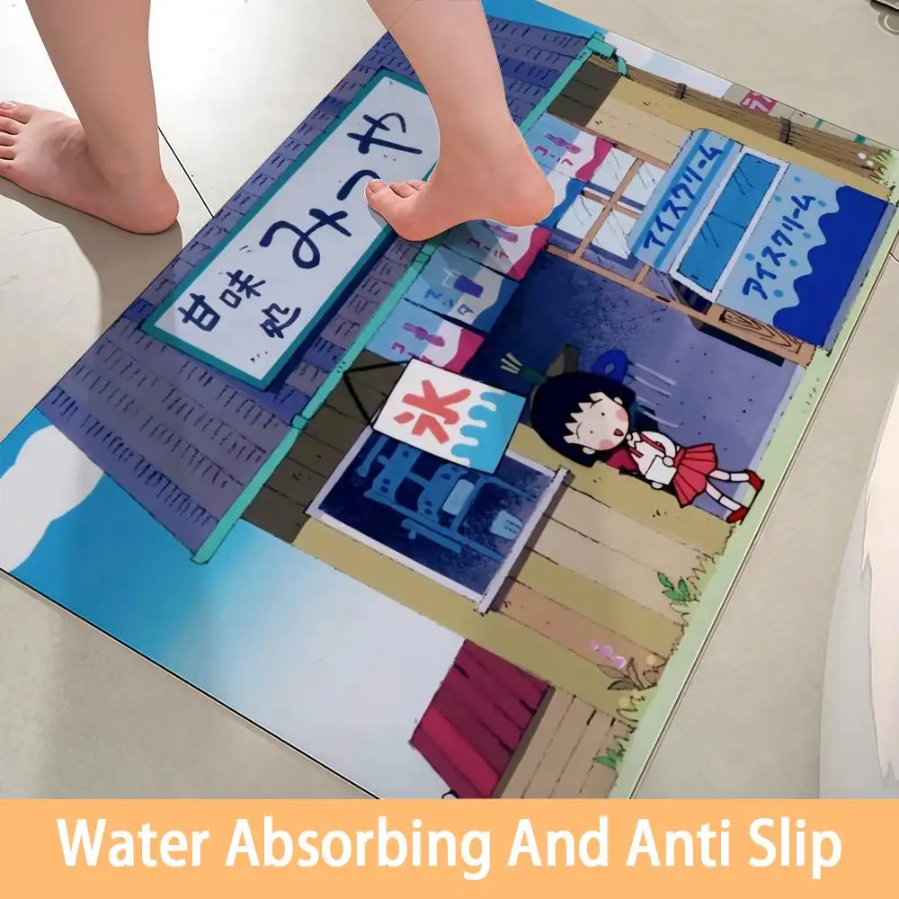 

Toilet Of The Bathroom, Household Floor Mat, Door Cartoon Chibi Maruko Chan Floor Mat Soft Diatom Bathroom Absorbent Floor Mat
