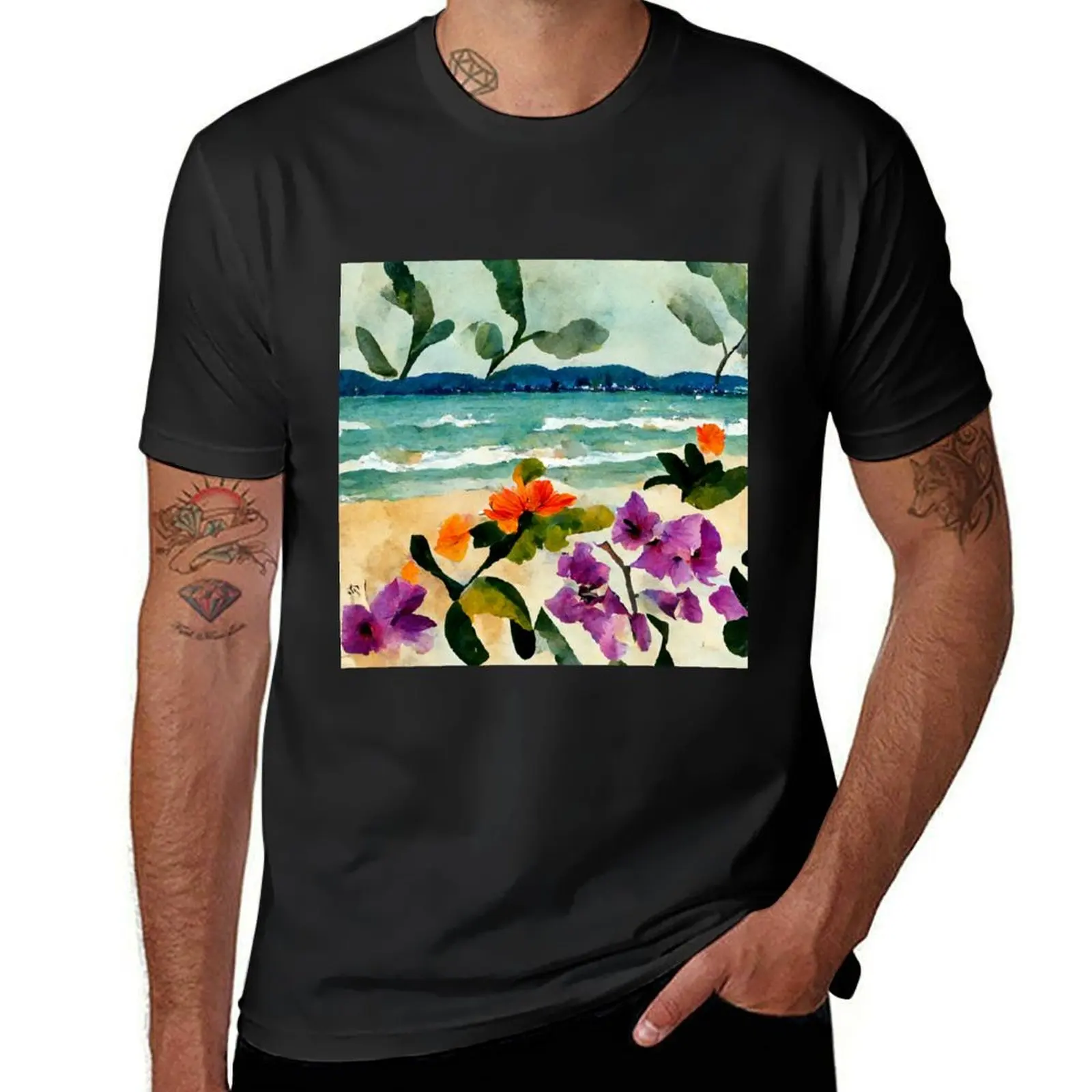 Summer at the seaside III T-shirt customizeds funnys clothes for men