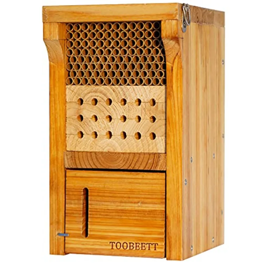 

Mason Bee House Wax Coated Mason Bee Hive Wooden Insect Hotel Carpenter Bee House for Outdoors Attracts Peaceful Bee Pollinator