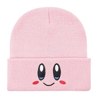 Pink Kirby Cartoon Embroidered Beanies Knitted Skullies Autumn Winter Warm Wool Hat Gengar Women Men Beanies