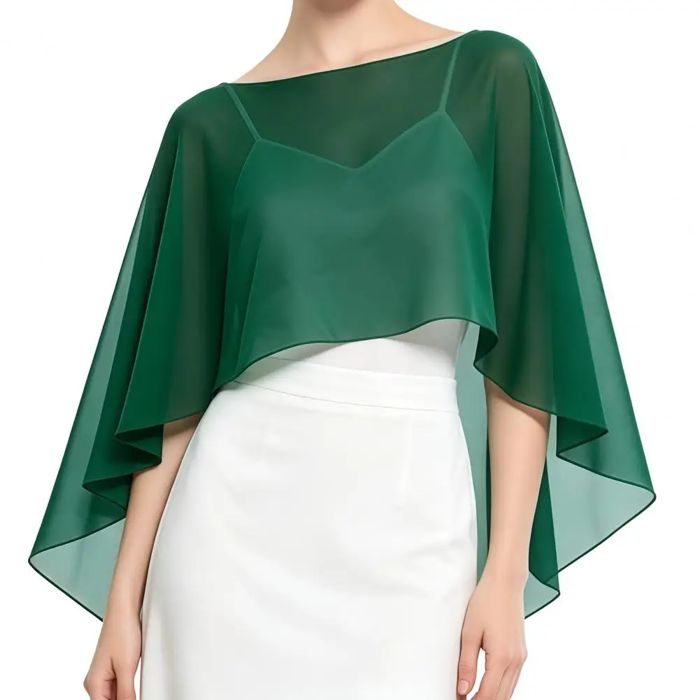 Chiffon Shawl for Women Elegant Chiffon Shawl Wrap for Women Soft Sheer Bridal Scarf Breathable Evening Dress Cover-up Wraps