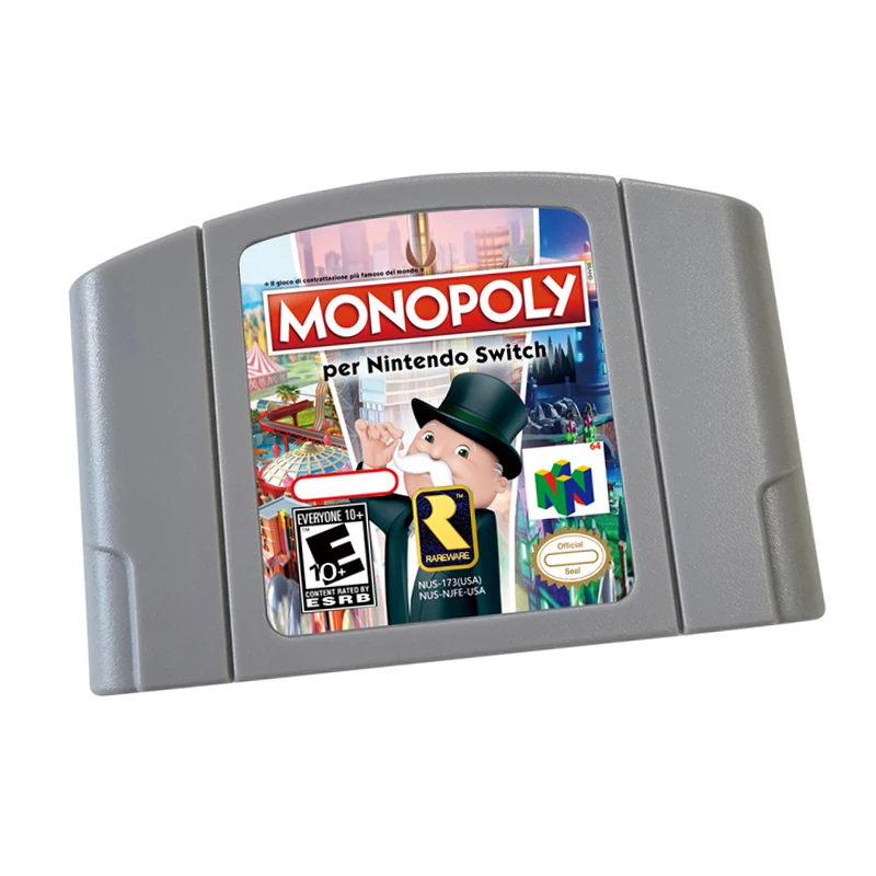 Monopoly Video Game Cartridge Card - Compatible model N64 – English - US Version