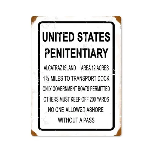 Vintage Retro Alcatraz USA Prison Escape Metal Bar Pub Shed Man Cave Sign Plaque